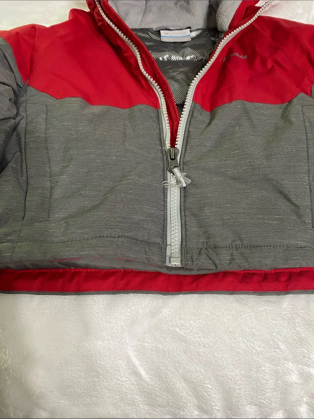 Columbia Red and Gray Kids Hooded Jacket